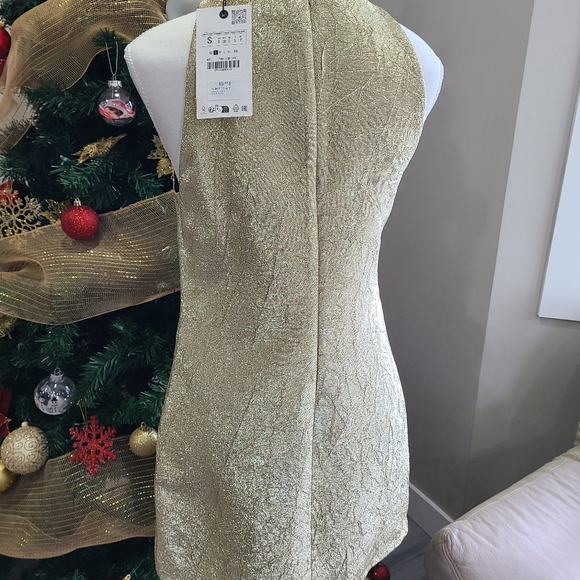 BRAND NEW ZARA SHINY GOLD DRESS SIZE SMALL - Picture 6 of 8